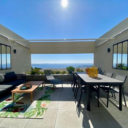 Superbe T2 44M2 - Grande Terrasse Vue Mer Panoramique Exceptionnelle Piscine - Parking Bandol Zewnętrze zdjęcie