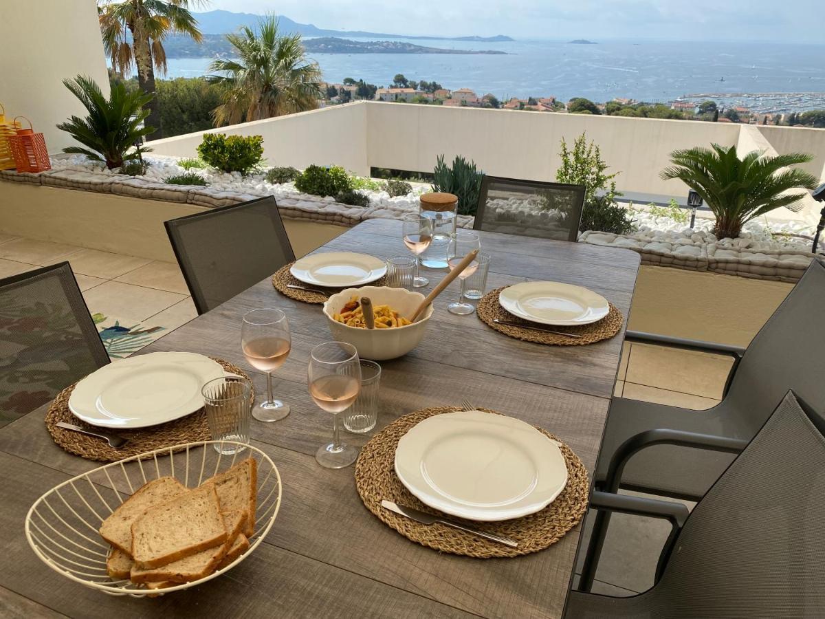 Superbe T2 44M2 - Grande Terrasse Vue Mer Panoramique Exceptionnelle Piscine - Parking Bandol Zewnętrze zdjęcie
