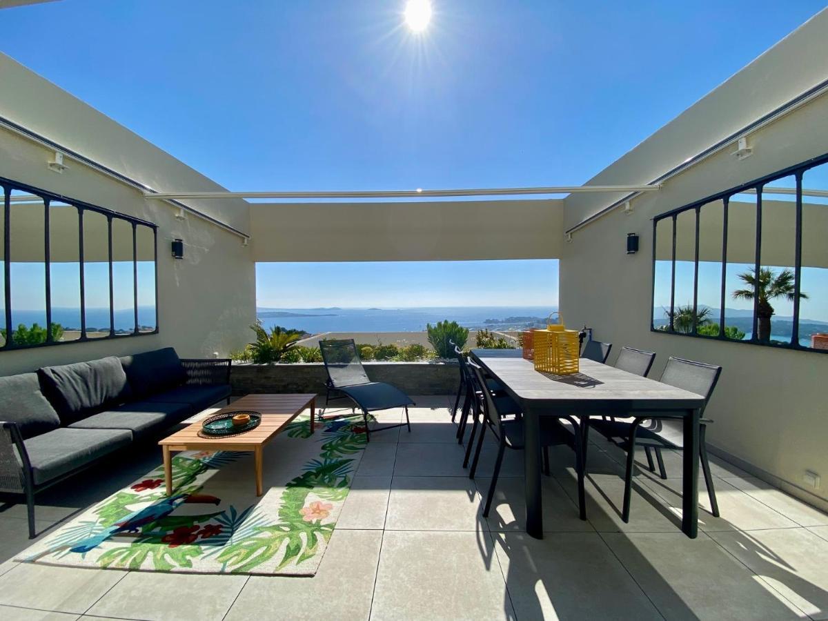 Superbe T2 44M2 - Grande Terrasse Vue Mer Panoramique Exceptionnelle Piscine - Parking Bandol Zewnętrze zdjęcie